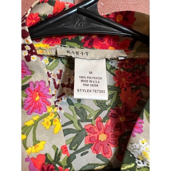 Kikit | Floral Zip Up Long Sleeve Blouse - Picture 4 of 5